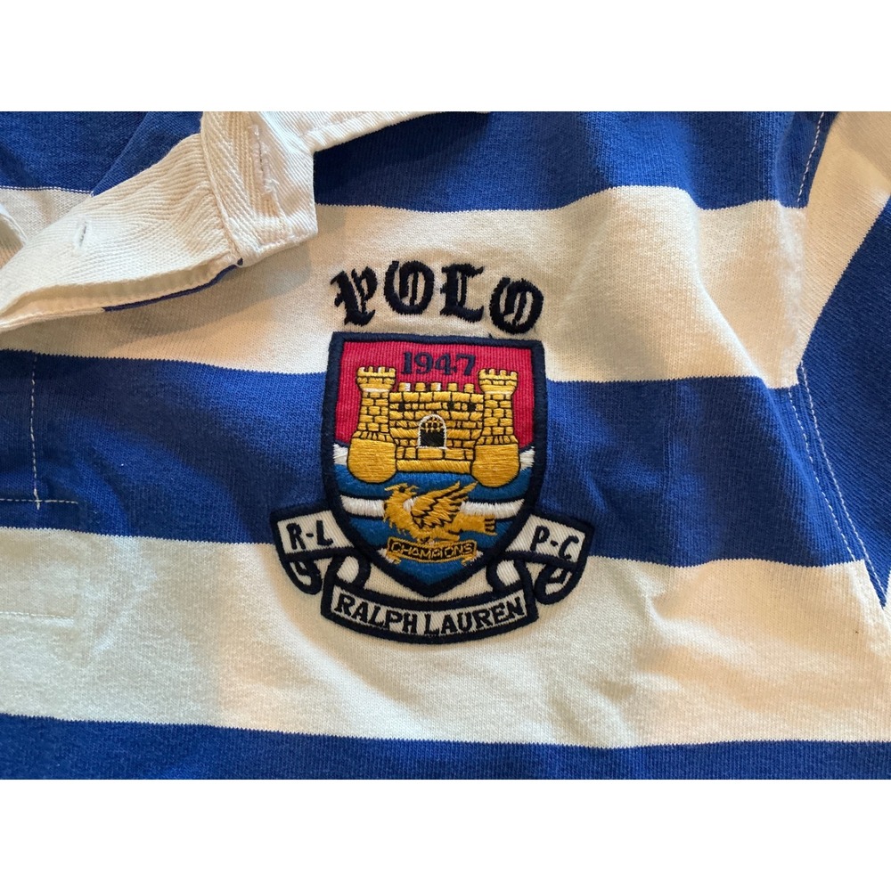 Ralph Lauren Polo Rugby Shirt Mens XXL Blue White Stripe Shield Logo New W/ Tags - Picture 2 of 5
